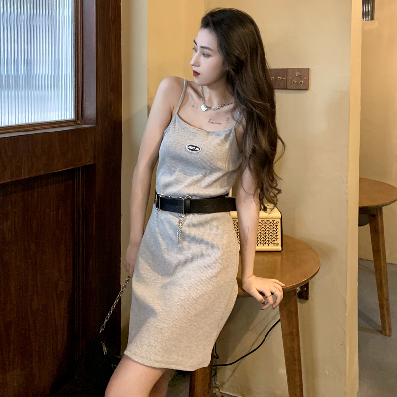 Real shot of summer sexy suspender dress for women, elastic sweet and salty slim skirt trendy