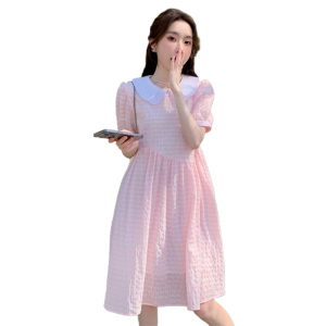 TR27801# 新款显瘦宽松粉色甜美大码连衣裙 服装批发女装批发服饰货源