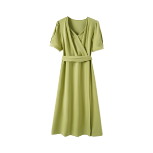 RM8898#雪纺连衣裙女2023年夏季新款优雅气质清新减龄V领长裙子
