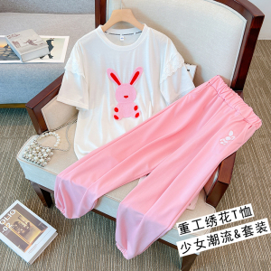 RM11572#休闲少女运动套装女2023夏季新款网红炸街洋气粉色时髦两件套