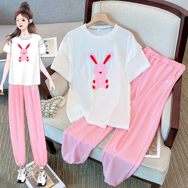 RM11572#休闲少女运动套装女2023夏季新款网红炸街洋气粉色时髦两件...
