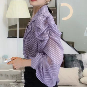 RM9523#法式气质高级感西装领衬衣女2023夏季新款设计感小众薄款衬衫上衣