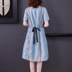 RM11864#短袖亚麻连衣裙女2023夏季新款高端大牌洋气减龄显瘦气质长裙
