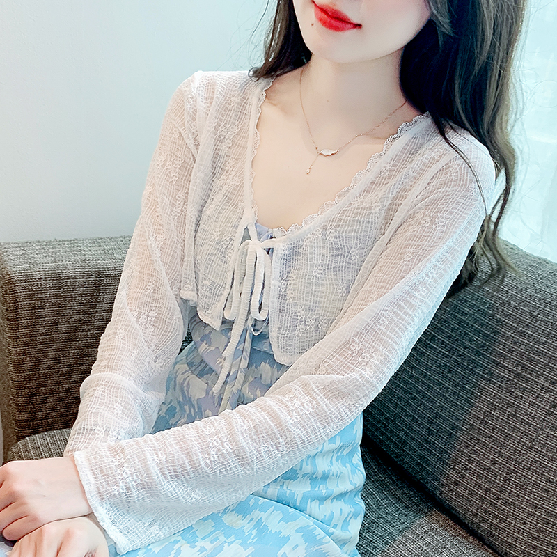 已出貨 2026春夏季新款短款系帶開衫小外套薄款防曬衫長袖女