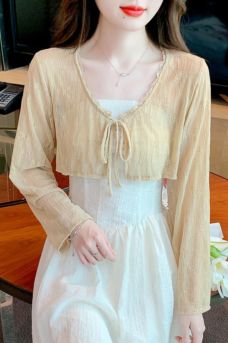 已出貨 2026春夏季新款短款系帶開衫小外套薄款防曬衫長袖女