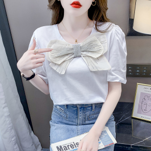 RM9228#夏季新款欧货短袖T恤蝴蝶结修身显瘦时尚小衫女