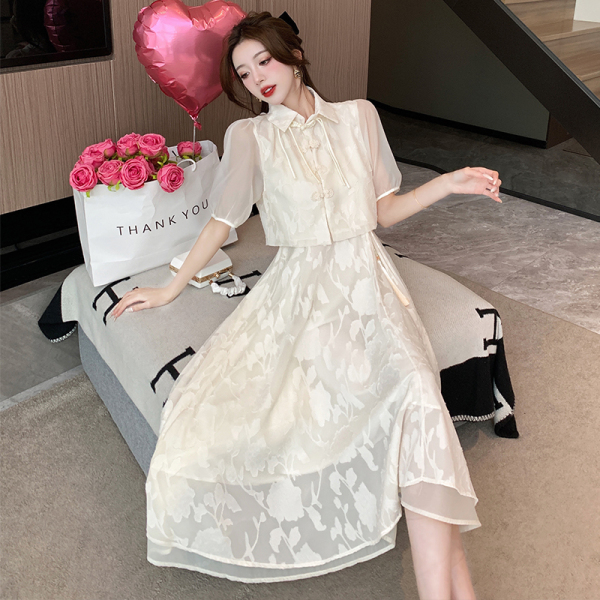 RM11431#新中式改良国风吊带连衣裙女夏季新款高级感开衫时尚两件套仙女...