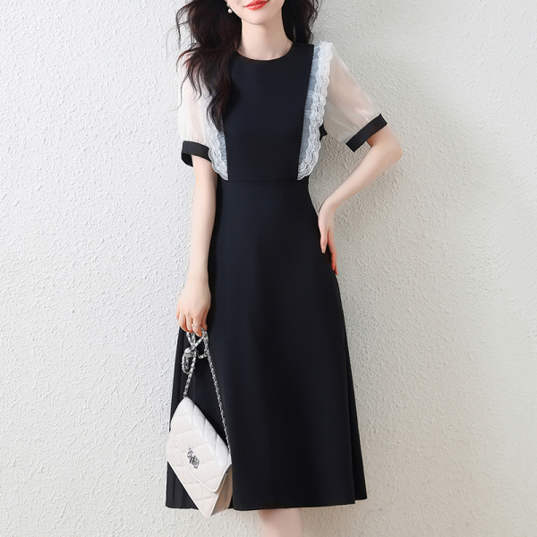 RM12078#法式设计感连衣裙夏季新款韩版超修身气质泡泡袖裙子女