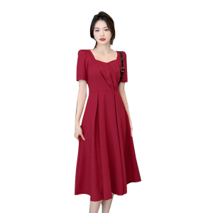RM11153#领证红色晚礼服女小个子宴会气质洋装登记连衣裙年会平时可穿