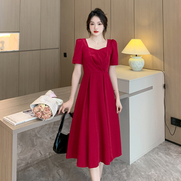 RM11153#领证红色晚礼服女小个子宴会气质洋装登记连衣裙年会平时可穿