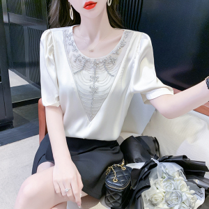 RM16348#短袖泡泡袖纯色重工甜美设计感百搭上衣夏季夏装韩版