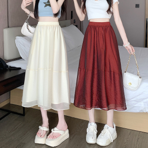 RM10736#夏季新款显瘦高级感网纱裙设计感小众A字纱裙小个子半身裙女