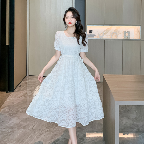 RM13671#夏季新款韩版小清新甜美提花气质宽松显瘦连衣裙