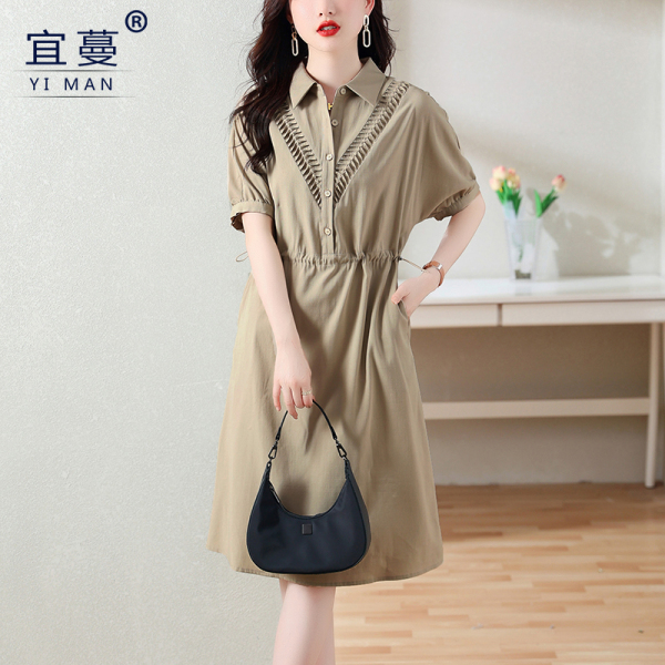 RM11085#韩版高级感连衣裙女2023年夏季新款百搭洋气收腰抽褶裙子