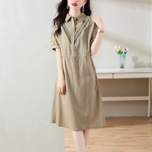 RM11085#韩版高级感连衣裙女2023年夏季新款百搭洋气收腰抽褶裙子