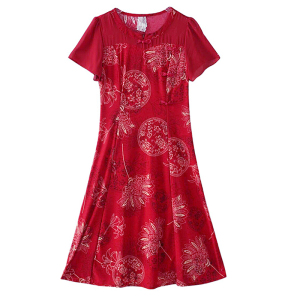 RM11391#夏季新款旗袍裙子妈妈装收腰显瘦
