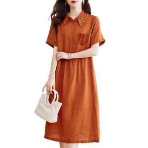 RM9973#大码女装2023新款夏装棉麻连衣裙女欧洲站