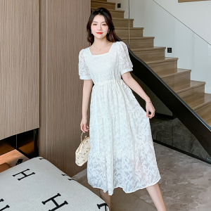 RM9863#夏季新款韩版小清新甜美提花气质宽松显瘦连衣裙