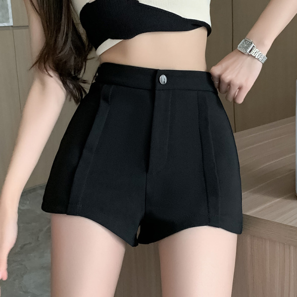 RM9859#黑色高腰显瘦短裤性感包臀设计感辣妹紧身高弹超短热裤外穿打底裤