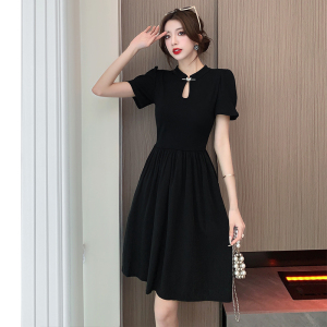 New Chinese style improved cheongsam dress versatile temperament small black dress