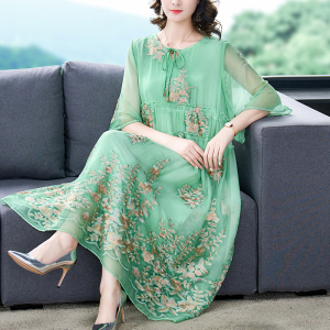 RM11198#真丝桑蚕丝连衣裙女高级感洋气新款夏装品牌时尚奢华气质裙子