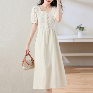 RM9866#夏季新款韩版气质拼接显瘦设计优雅连衣裙女
