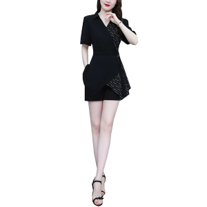 RM13009#大码女装2023夏季新款韩版修身显瘦遮肚减龄上衣+短裤套装