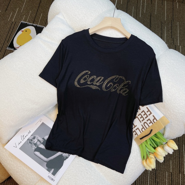 RM10176#简约别致针织上衣设计感可乐创意半袖T恤