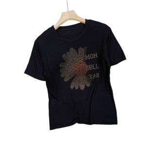 RM10178#高品质韩版别致针织上衣设计感太阳花创意半袖T恤