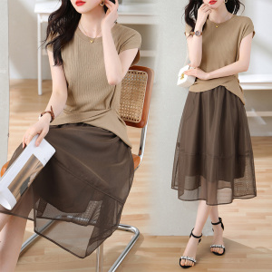 RM12544#连衣裙两件套女夏2023新款气质高级感减龄显瘦套装套裙子
