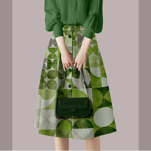 RM11900#绿色衬衫印花A字半裙休闲套装女2023新款时尚两件套夏季