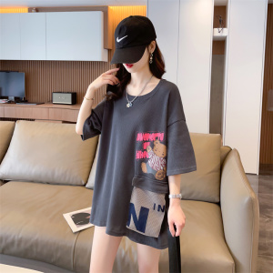 RM10189#华夫格后包领设计感短袖T恤女夏装薄款新款宽松大码上衣