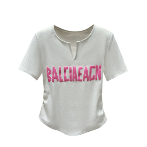 RM12035#夏季印花修身冰丝短款t恤百搭辣妹短袖小个子上衣女