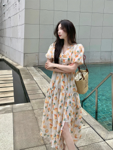 RM17320#郁金香的季节小个子法式碎花连衣裙女2023夏季新款长裙