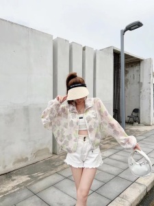 RM10452#小香风奶系穿搭独特超好看减龄白色提花防晒服薄外套女装2023新款