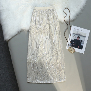 RM18555#夏季新款韩系亮片半身夏季高级感包臀直筒长裙仙女裙