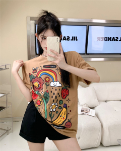 TR37056# 夏季韩版新款时尚卡通印花宽松短袖T恤女/图案已改 服装批发女装批发服饰货源