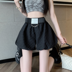 RM11891#新款黑色短裙女夏季a字小个子花苞裙裤休闲裤高腰阔腿裤