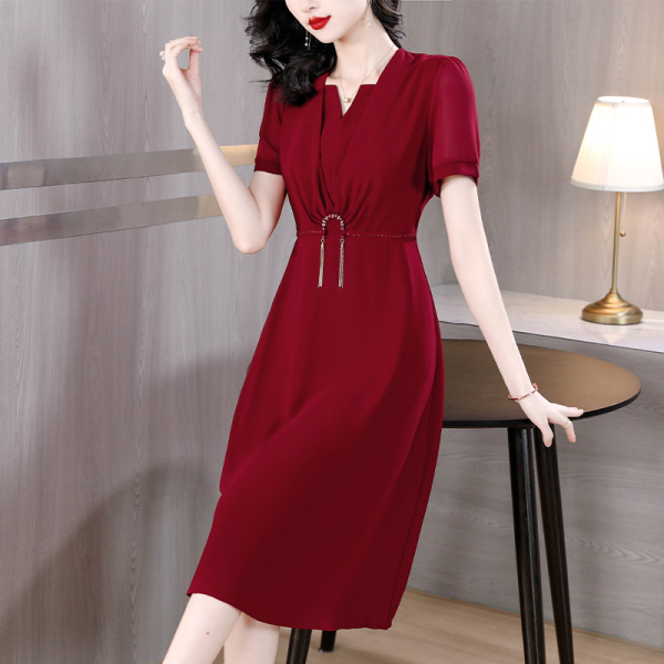RM11987#连衣裙女夏季2023新款短袖夏装显瘦洋气质中长裙子