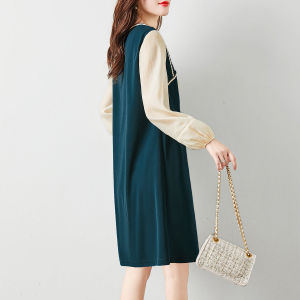 RM10264#新款时尚法式拼接小香风宫廷风宽松女式连衣裙