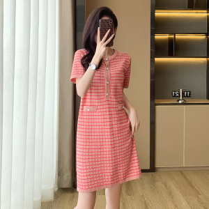 RM10386#小香风连衣裙夏装新款时髦修身条纹裙子女高品质孕妇装淑女