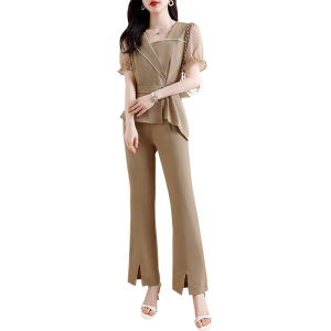 RM10858#春夏夏季新款套装大码女装时尚减龄短袖9分裤两件套