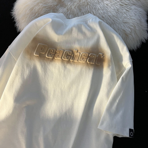CX10515# 最便宜服饰批发 棉 夏季宽松圆领上衣新款短袖t恤女凹凸字母