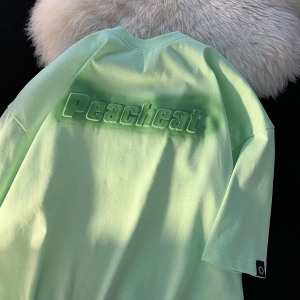 CX10515# 最便宜服饰批发 棉 夏季宽松圆领上衣新款短袖t恤女凹凸字母