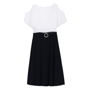 RM13010#大码女装2023夏季新款韩版修身显瘦气质减龄雪纺拼接连衣裙