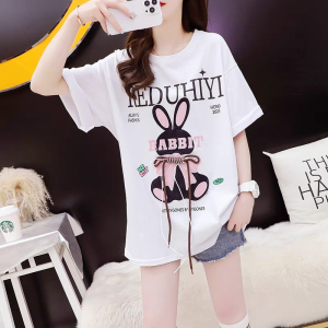RM11360#棉拉架 短袖T恤女夏季2023韩版百搭宽松洋气上衣