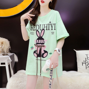 RM11360#棉拉架 短袖T恤女夏季2023韩版百搭宽松洋气上衣
