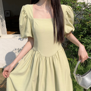 RM10899#大码女装法式高级感韩版气质淑女温柔风收腰泡泡袖连衣裙夏季