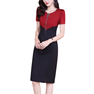 RM11507#连衣裙2023新款女高级感时尚拼接气质修身显瘦短袖包臀裙子女夏季