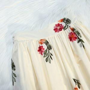 RM18562#夏季新款高品质复古刺绣半裙高腰遮胯显瘦伞裙女中长裙